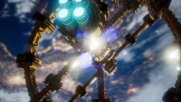 International Space Station in Outer Space Over the Planet Earth alt