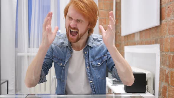 Screaming Redhead Beard Man Going Crazy