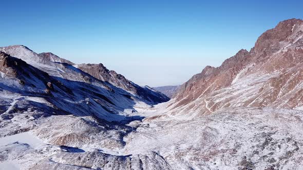 High Rocks Covered with Snow