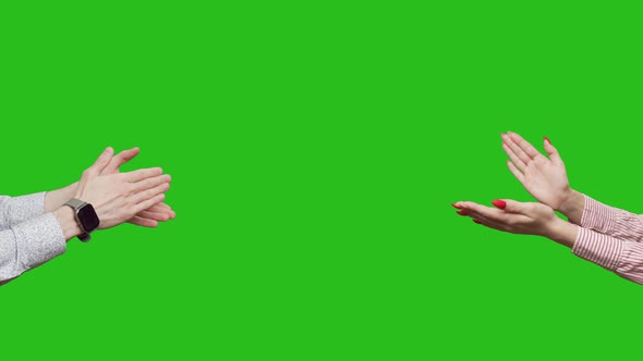 Hands are Clapping at Green Screen Background