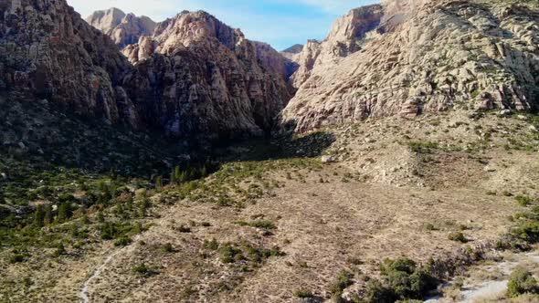 Drone shot of mountains at Red Rock Canyon Park in Nevada