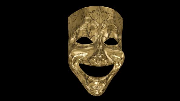 Golden Theater Mask - Classic Comedy - Flying Transition