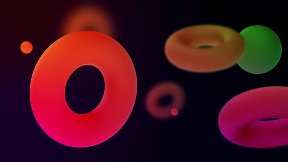 3d abstract colored background from torus and spheres. 3d rendering