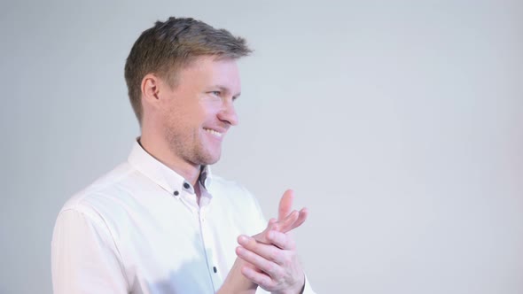 Clapping Man White Background