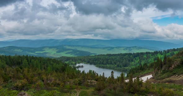 Mountain Lake Timelapse at the Summer or Autumn Time