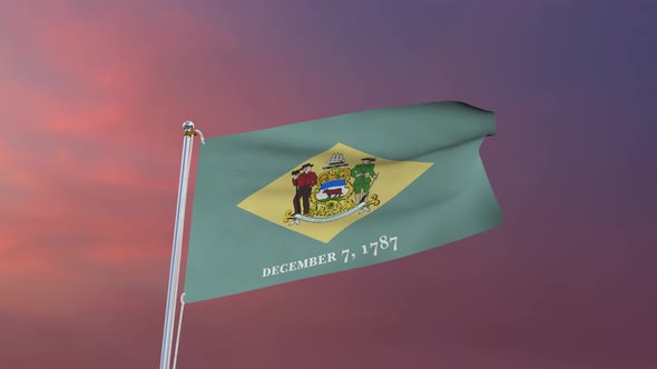 Flag Of Delaware Waving 4k