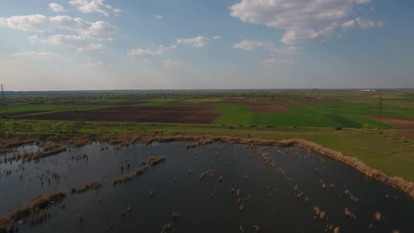 Lake And Agriculture Fields