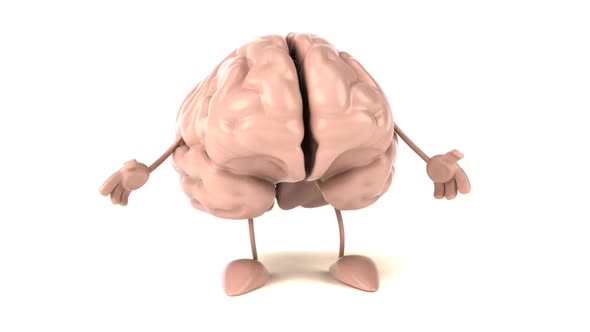 Fun 3D cartoon brain doing a presentation