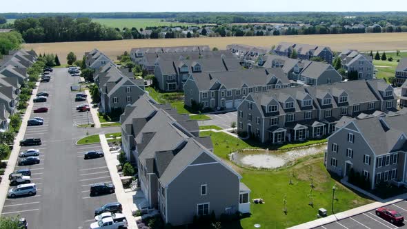AERIAL Townhouses On Newly Developed Real Estate In Delaware, USA