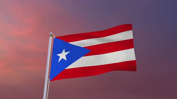 Flag Of Puerto Rico Waving 4k