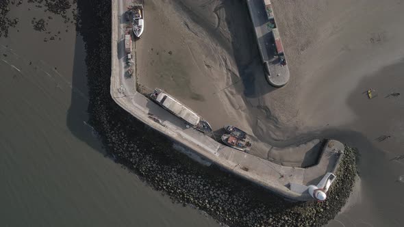 Aerial Top View Of Dry Port In Balbriggan Sea Town In Ireland - drone shot