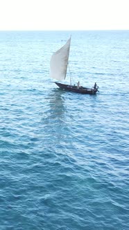 Vertical Video Boats in the Ocean Near the Coast of Zanzibar Tanzania