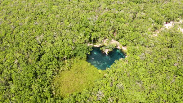 Aerial View of the Beautiful Heart Shaped Cenote