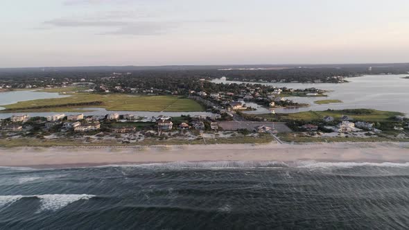 Waves Crashing on the Westhampton Shore by the Houses on Dune Road