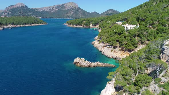 Flight Over Beautiful Seashore at Mallorca