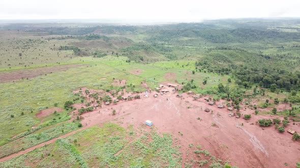 Aerial image of a devastated area in the Amazon after soybean planting.