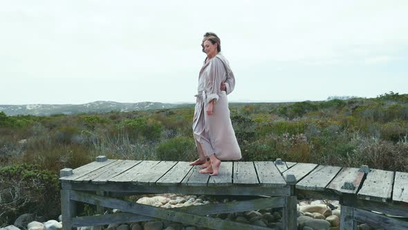 Couple standing on boardwalk