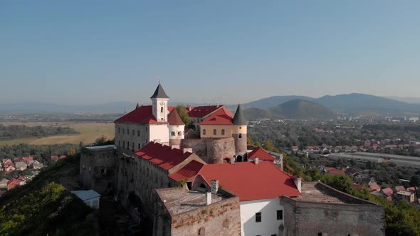 Aerial View of an Ancient Castle of Palanok