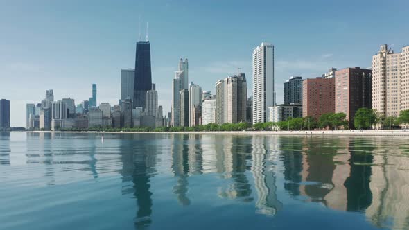 Luxury Residential Buildings with Beautiful Michigan Lake View Chicago Downtown