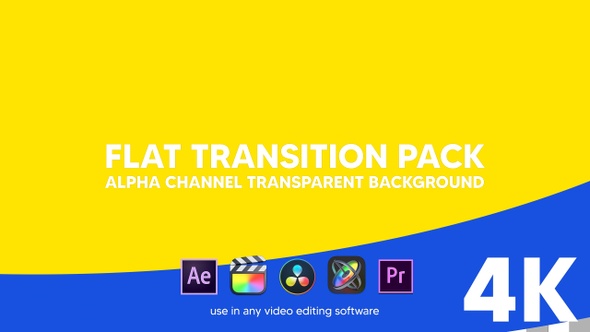 Flat Transition Pack alpha channel transparent background blue and yellow color 4K