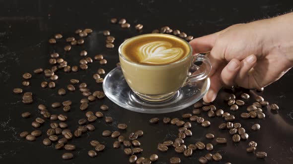 Coffee among coffee beans.