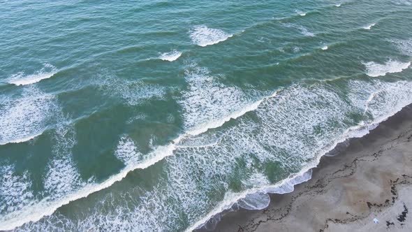 Florida Surf Spot at Cocoa Beach, Aerial Establishing Flyover. Nobody