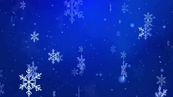 Winter Snowfall and snowflakes Blue . Cold winter Holiday Christmas