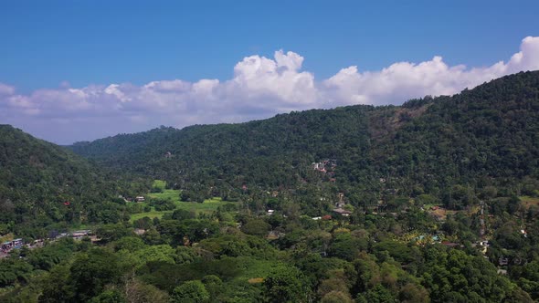 Aerial view of a mountain landscape near Kendy, Sri Lanka