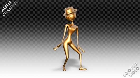 3D Gold Woman - Cartoon Style Dance