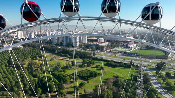 Ferris Wheel in Antalya Turkey Aerial View 4 K