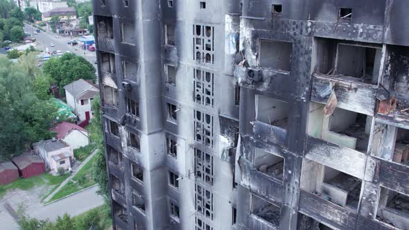 Multistorey Building Bombed During the War in Ukraine