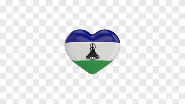 Lesotho Flag on a Rotating 3D Heart