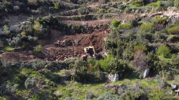 Crawler Excavator Working Sloping Terrain