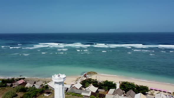 Fly Along Uluwatu Beach Above Lighthous