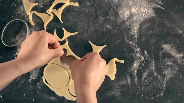 Woman Prepares Butter Cookies at Home in the Kitchen