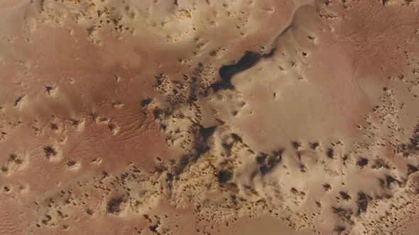 Aerial view of sand dune textures  in the arid region of the Northern Cape, South Africa