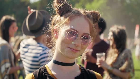 Beautiful woman at the music festival