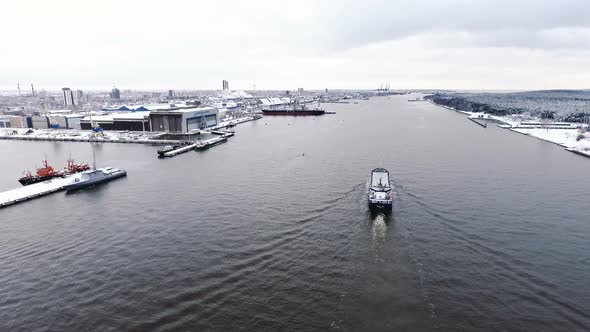 Cargo Ship Entering Seaport Canal