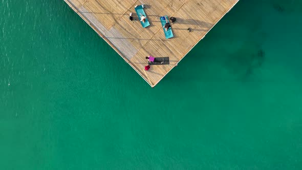 Yoga lıife sea aerial view Turkey Alanya 4 K