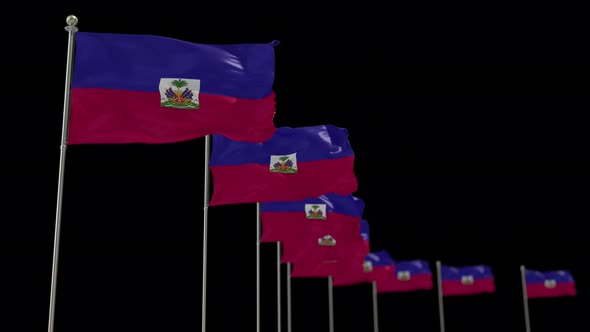 Haiti Row Of Flags Animation Include Alpha Channel