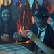 A Group of Friends Celebrate Halloween and Drink Juice at the Table From Glasses in the Form of a - VideoHive Item for Sale