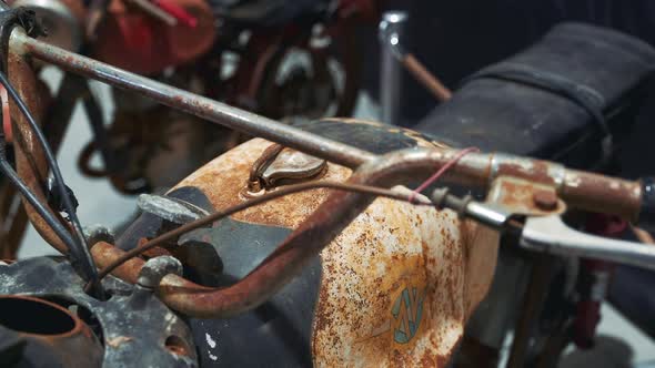 View of Rusty Retro Motorcycle