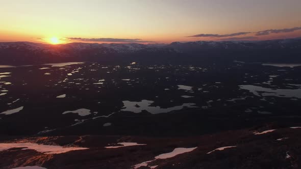 Mountain Sunset Aerial - Sweden Nature