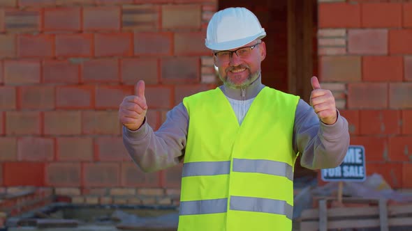 Civil Engineer Architect Specialist Raises Thumbs Up Agrees with Something or Gives Positive Reply