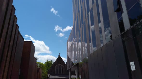 Area of University of Toronto in springtime. Old and new architecture. Toronto, Ontario, Canada.