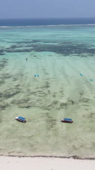 Tanzania  Vertical Video of the Ocean Near the Coast of Zanzibar Slow Motion