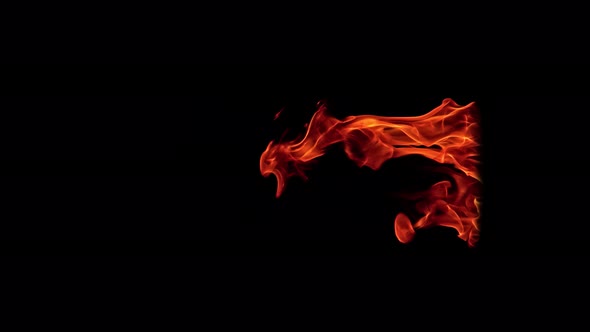 Fire Flames in 1000Fps Super Slow Motion Isolated on Black Background