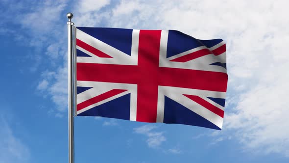 Flag of the United Kingdom with Sky Background