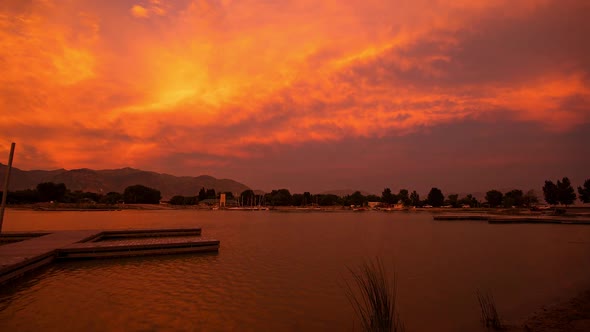 Colorful sunset time lapse over Provo Boat Harbor