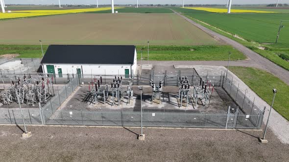 A Wind Farm Substation on a Calm Day Generating No Power